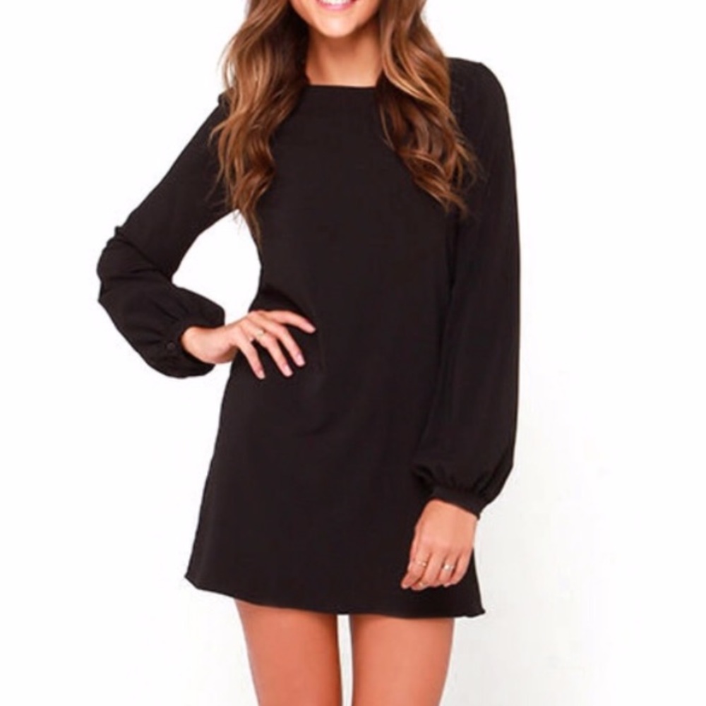 LuLu’s black long sleeve mini shift dress